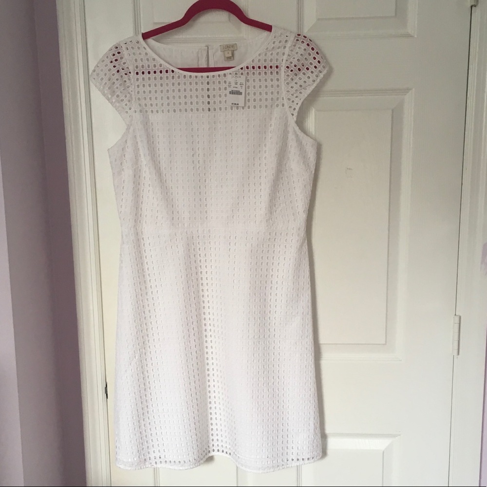 NWT J Crew White Eyelet Dress Size 12